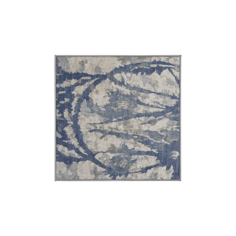 Tapis gris soyeux et moelleux, Carré 7 pi