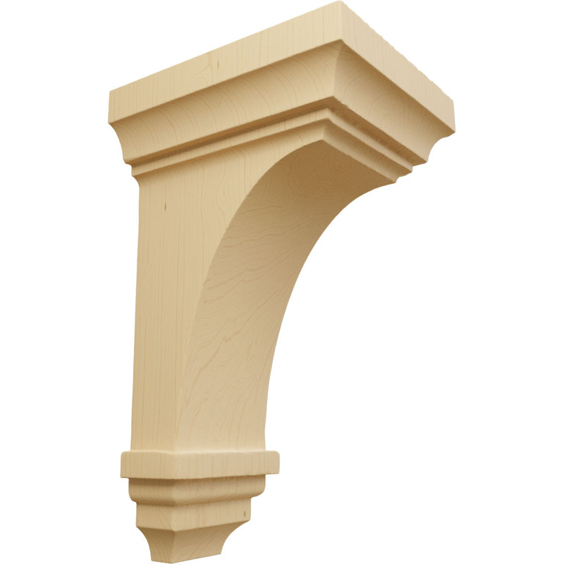 Alder Wood Traditional Small Jefferson Corbel, 8" Height