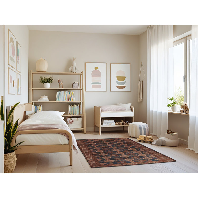 Tapis brun lavable à la machine, Rectangulaire 3 pi x 5 pi