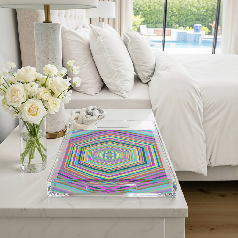 Hex Dylan Acrylic Rectangle Decorative Tray, 22.5"W x 14.5"D x 2"H