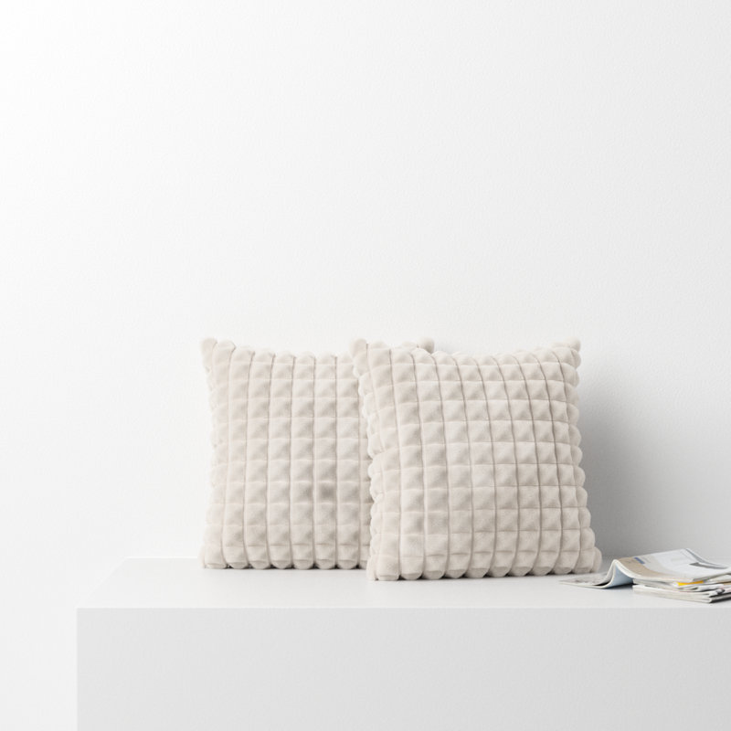 Kya Geometric Faux Fur Reversible Throw Pillow, 21" x 21"