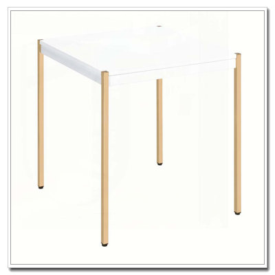 White and Gold Square End Table