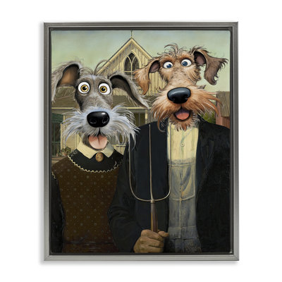 Cadre flottant American Gothic Pups, design par Tina LeCour