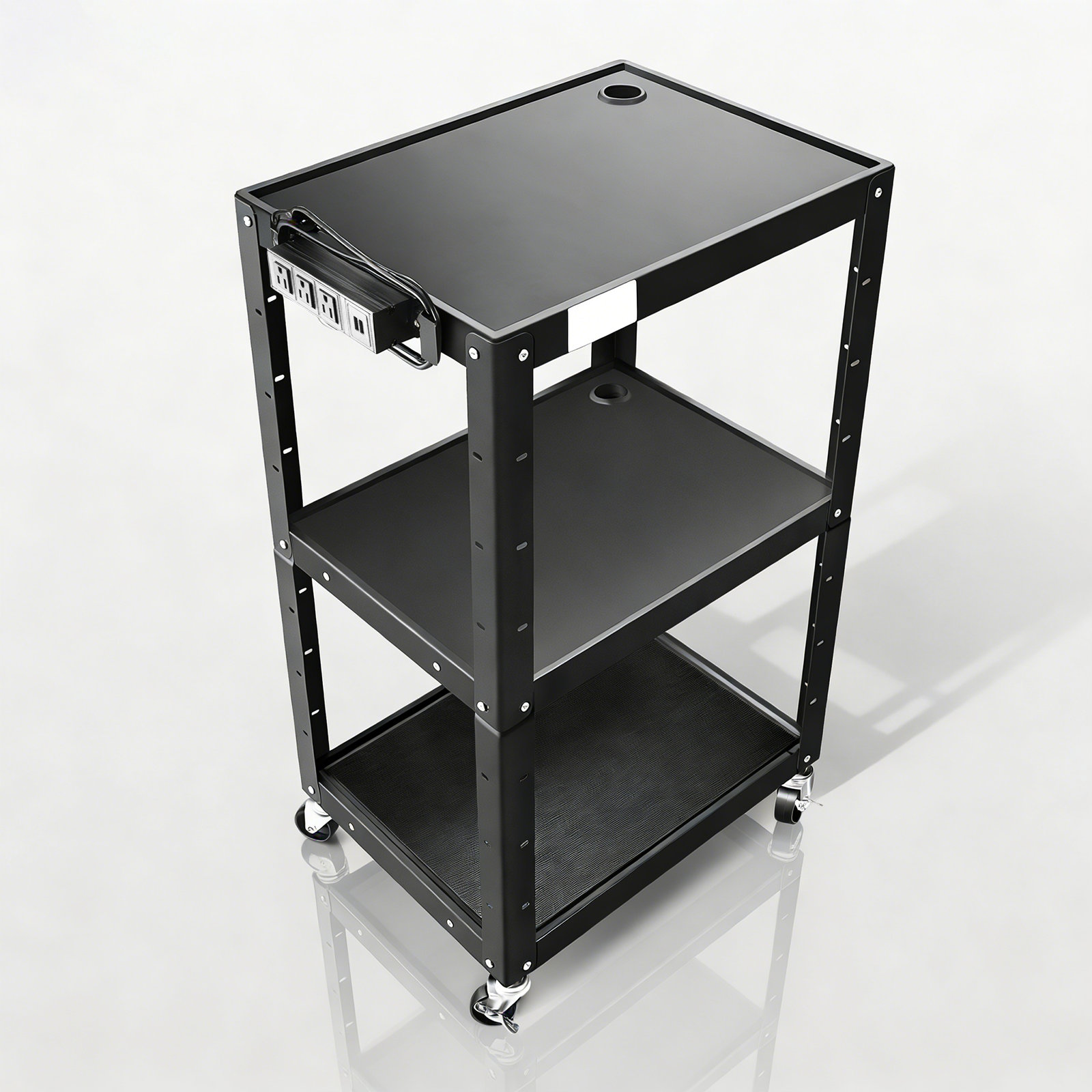 Plug Way Cart MoNiBloom 3-Tier Utility Cart With Wheels, Rolling Computer AV Cart ...