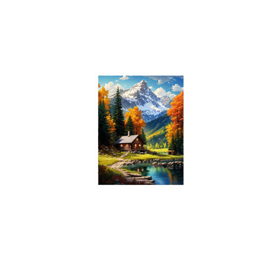 Rustic Log Cabin Lake, art mural à cadre en bois à l'arrière, 30 L x 20 l