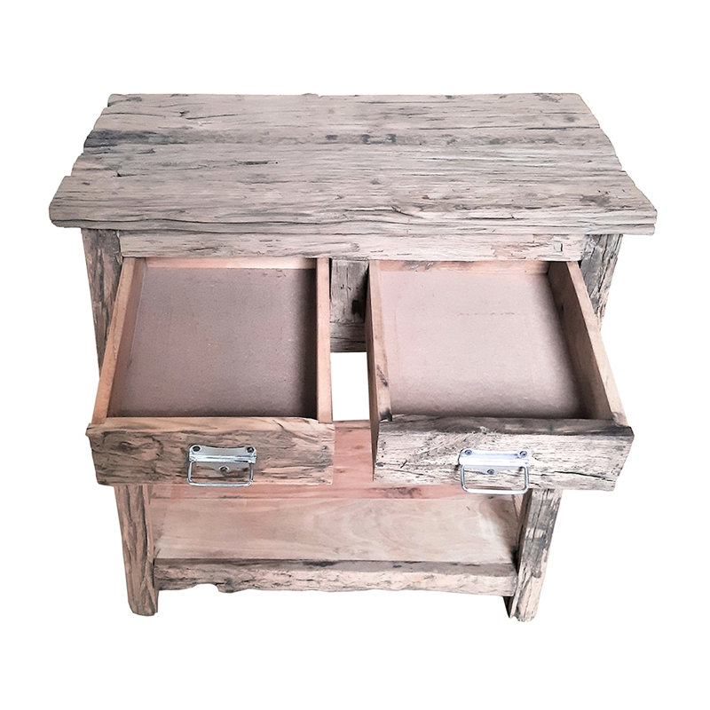 Antique 2 îlot de cuisine rustique 31,5 x 17,5 x 31,5 po, fait de bois rétro pour les réceptions et l'organisation dans de petites configurations