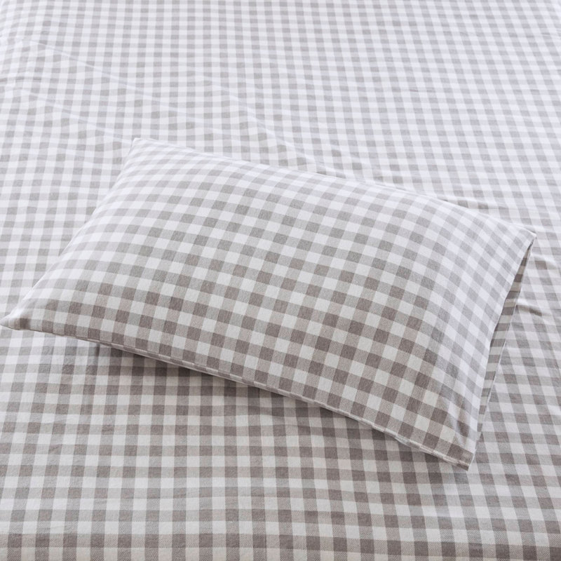 4 PCS Full Printed Sheet Set Grey Herringbone Check