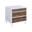 Table de chevet de la chambre à coucher 3 avec 3 tiroirs au fini blanc et chêne vieilli