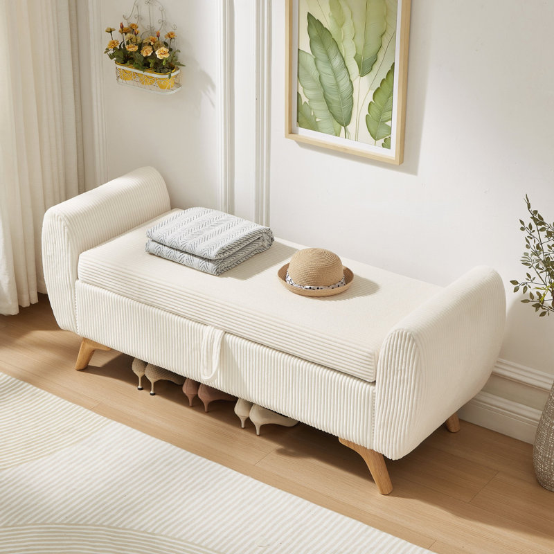 Banc de lit avec rangement, Beige, Beige