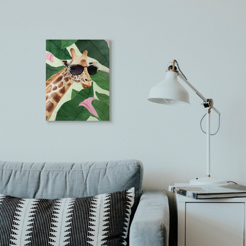 « mode giraffe drôle painting tropical painting », impression sur toile, Toile tendue, H 20 po x l 16 po x P 1,5 po