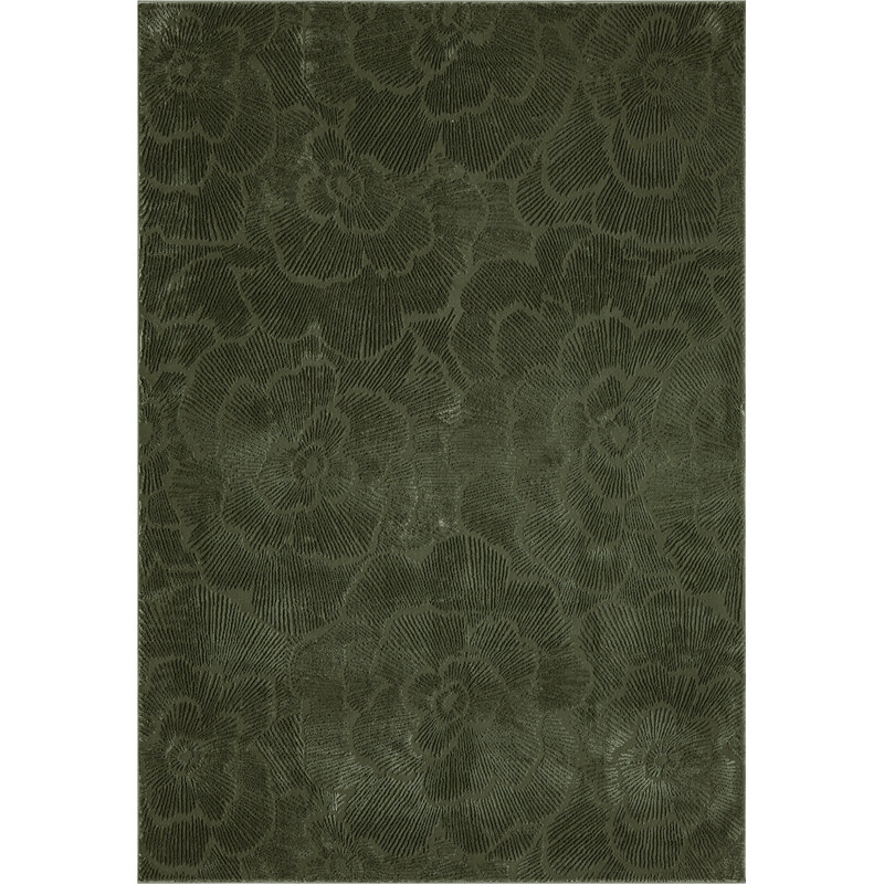 Tapis vert floral lavable à la machine Abani Rugs Malynn PDE110A, Rectangle 7 pi 6 po x 10 pi 2 po