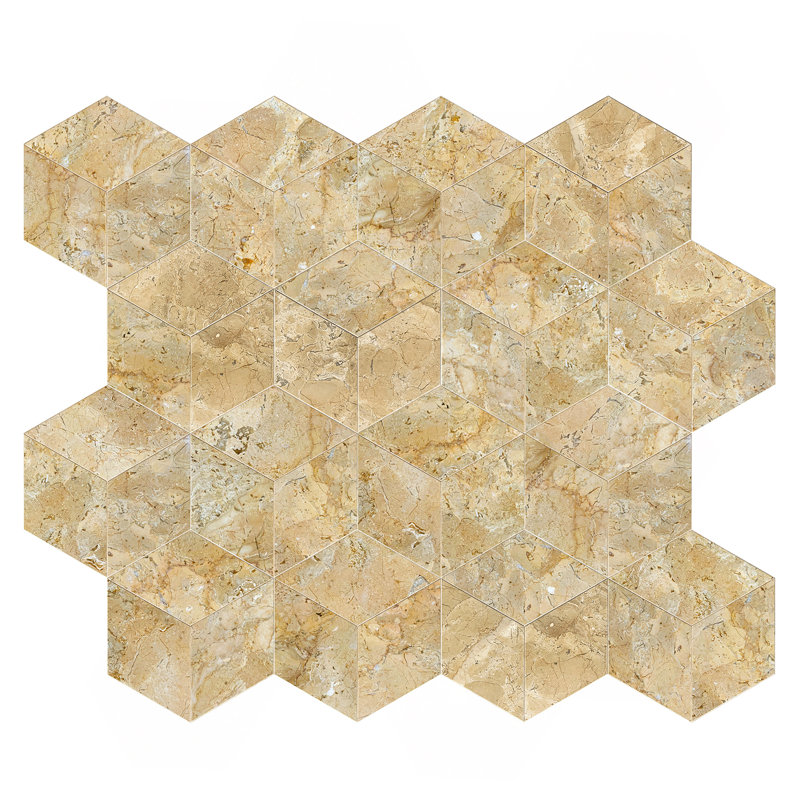 Water-Jet Marble Tile, Beige/Gold