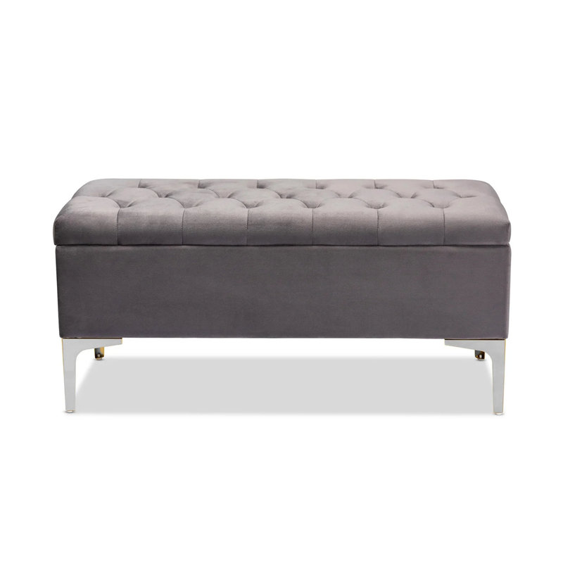 Modena Wide Velvet Tufted Rectangle Ottoman Storage Bench with Legs, Upholstered Multi-Function Footstool Bench for Living Room & Bedroom