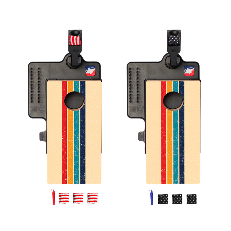 Retro Stripes Double Chuck Mini Cornhole Tabletop Game