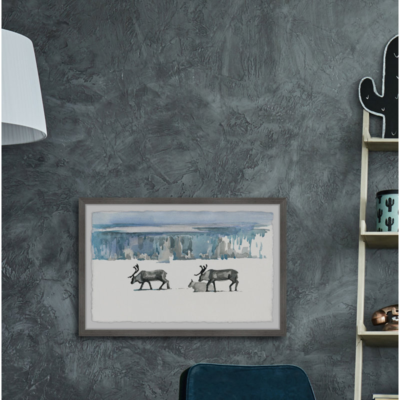 Caribou Trek - Single Picture Frame Painting, 41cm H x 61cm W x 3.81cm D
