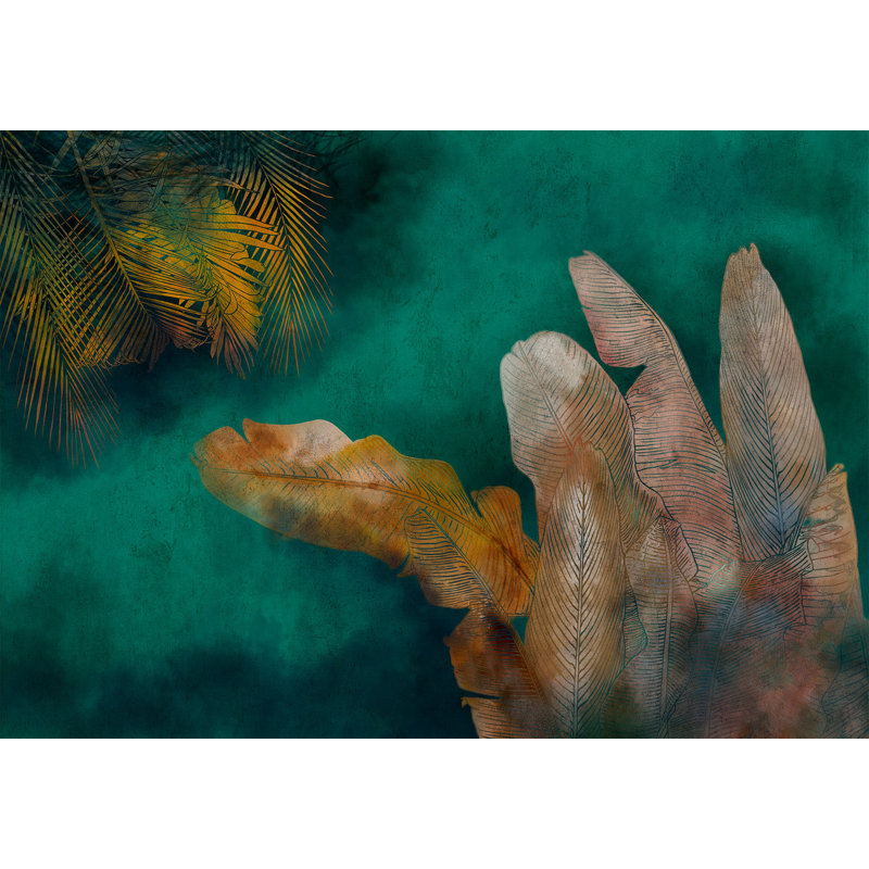 Papier peint abstrait - Jungle verte exotique, L 55 po x l 78 po