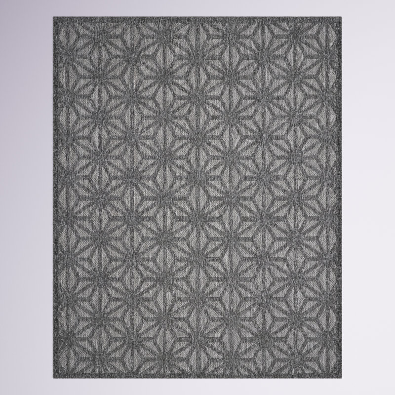 Tapis intérieur / extérieur gris Allesandra, Rond 7 pi 10 po