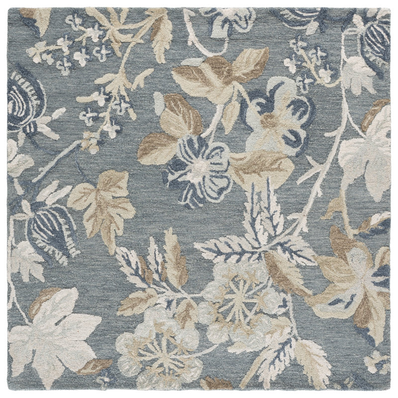 Tapis d'intérieur en laine touffeté à la main Jardin, Carré 6 pi