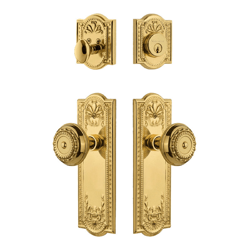 Nostalgic Warehouse Meadows Entry Set with Meadows Knob, Polished Brass, 2.75