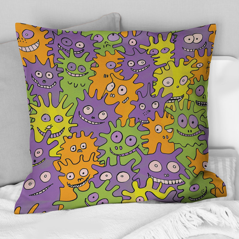 Coussin Childrens, Mauve / orange, H 18 po x H 18 po