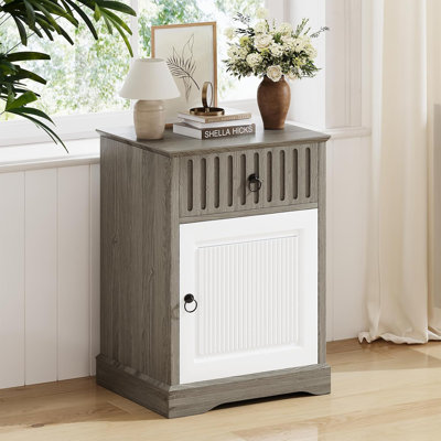 Farmhouse Nightstand,Bedside Table with Drawer,Country style bedroom living room side table