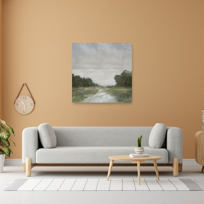 «Tranquility Trees II Abstract Contemporary Landscape Nature», art mural, 48" H x 48" W