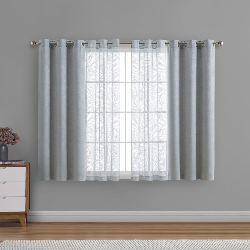 Hudson Room Darkening Curtain Panel Set, 38" W x 63" L, Gray