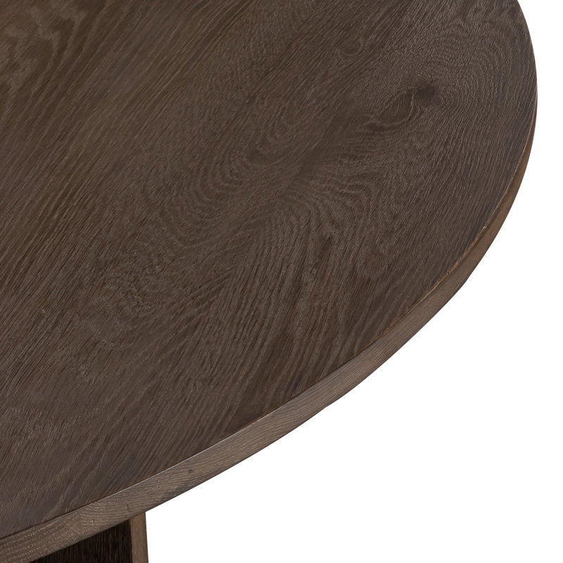 Solid Oak Wood Curved Base Dining Table with Seating for 6