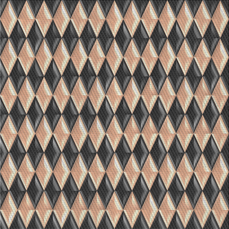 Tapis gris/orange tissé à la machine, Carré 4 pi