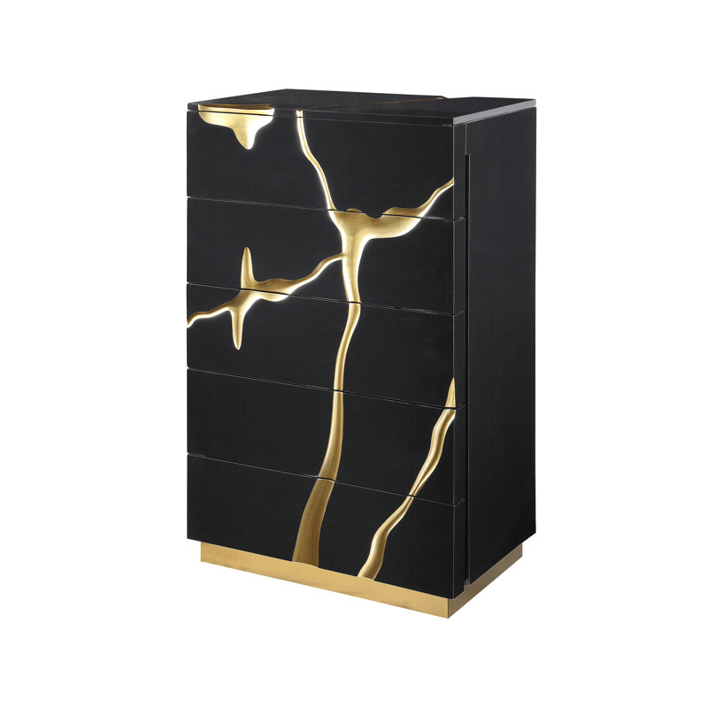 Milan 5 Drawer Chest, Black