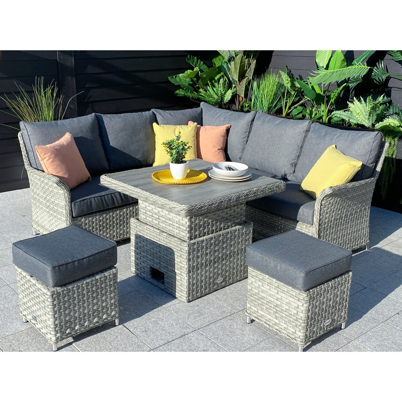 Heritage Square Casual Dining Set With Adjustable Table & Stools