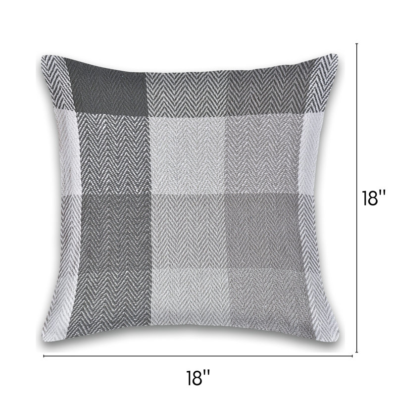  Square Cotton Pillow Cover & Insert, Gray