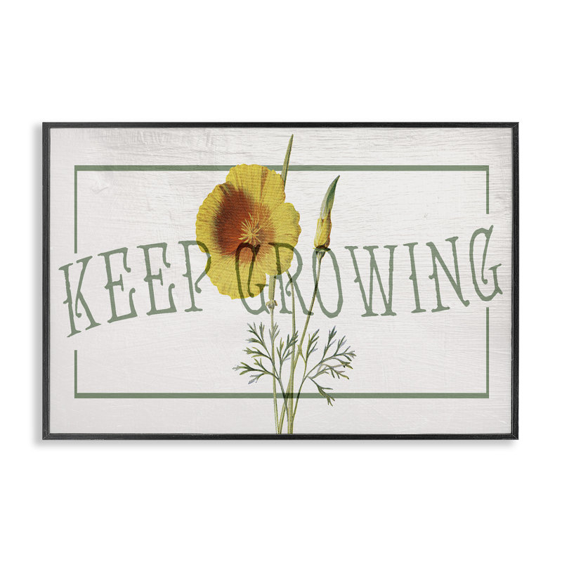 «Keep Growing» avec Poppy, estampe numérique encadrée, design par Lil 'Rue, H 12 po x l 18 po, Giclée encadrée noir minuit