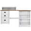 Bureau d'ordinateur en L avec tiroirs de rangement et bibliothèque, poste de travail de bureau à domicile avec charge USB et lumière DEL-250773502