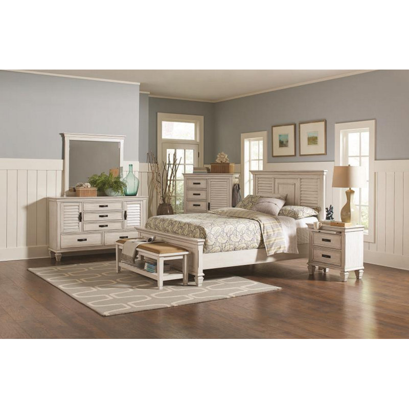 Crigler Solid Wood Standard Bed, Antique White, King