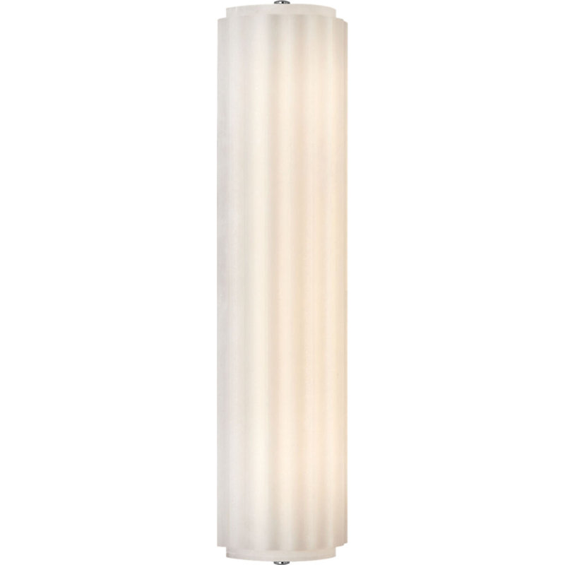 Madden Fluted Linear Sconce in Alabaster, 24.5" H x 4.25" W x 2.75" D, Polished Nickel