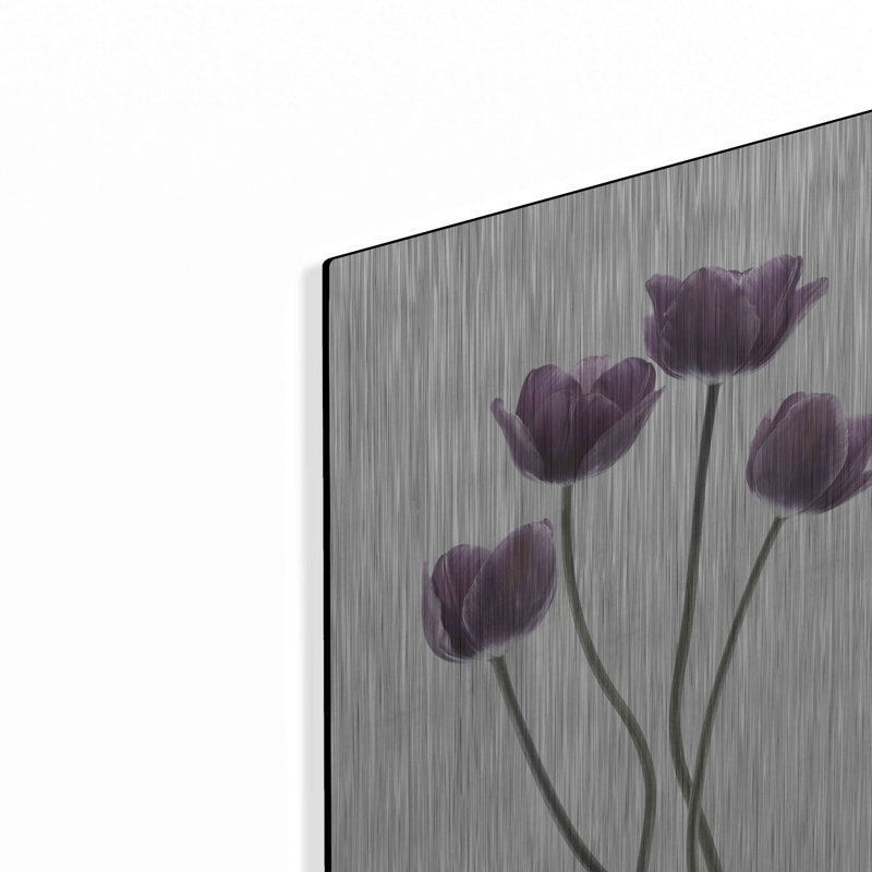 Tulipes mauves - impression sans cadre sur métal, H 16 po x l 12 po x P 0,13 po