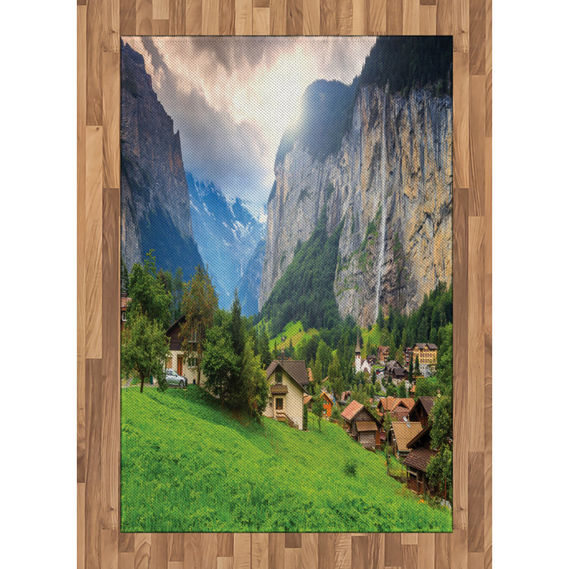 European Landscape High Density Long Fiber Poly Threads Decorative Area Rug Carpet, Rectangle 4' x 5'8"
