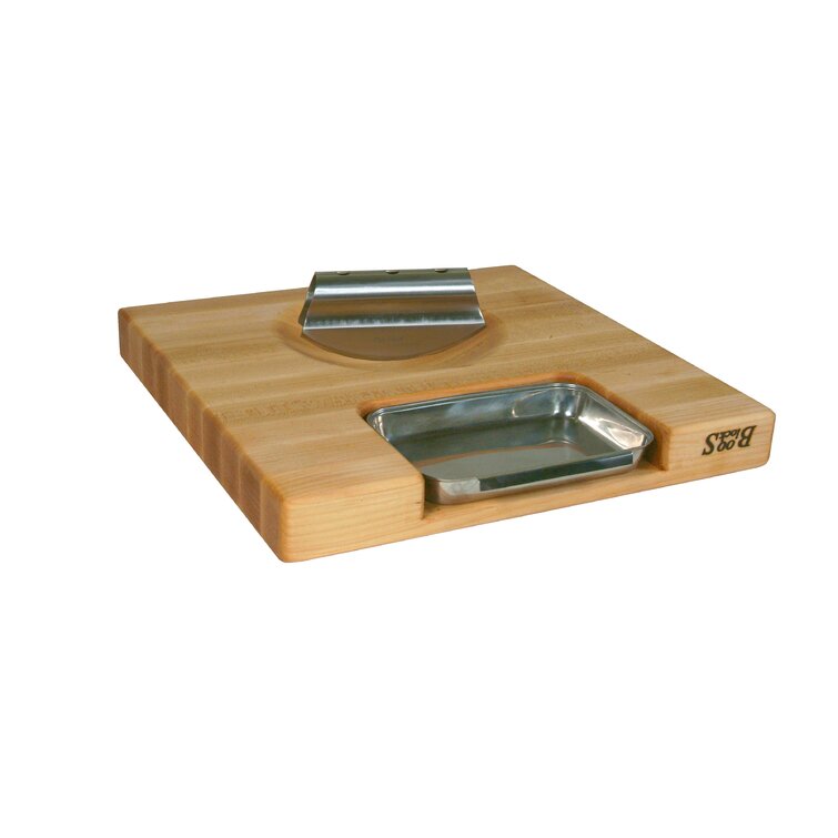 Maple Newton Prep Master Cutting Board With Juice Groove & Stainless Pan  (Prep Master Series) - John Boos & Co