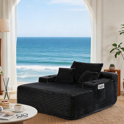 Black Convertible Frameless Recliner Sofa Bed, Wide Armrests, Backrest, And Cup Holders, No Assembly Required For Living Room Or Bedroom.