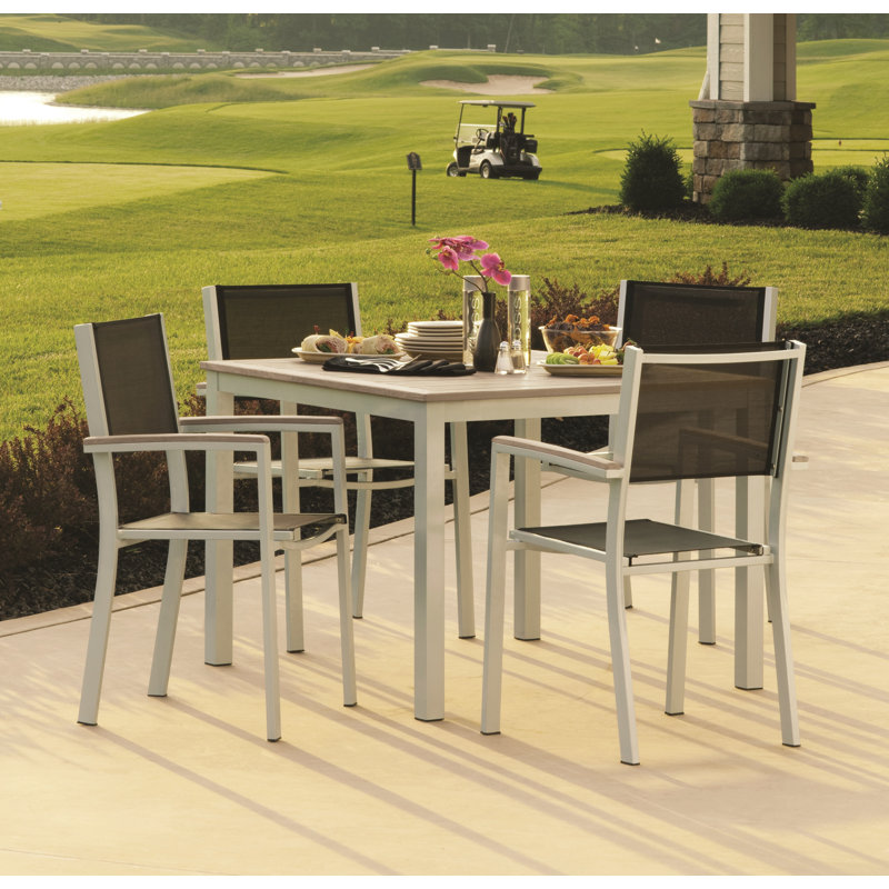 Travira Outdoor Square Dining Table, Tekwood Vintage, Carbon