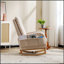 Chaise berçante moderne avec pieds en bois massif, fauteuil oscillant rembourré avec poche latérale et repose-pieds, dossier haut pour un confort ultime