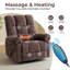 Fauteuil inclinable et pivotant berçant avec chaleur et massage, fauteuil inclinable surdimensionné de 26 po de large avec dossier rembourré, fauteuil inclinable pivotant pour le salon, café-536393850
