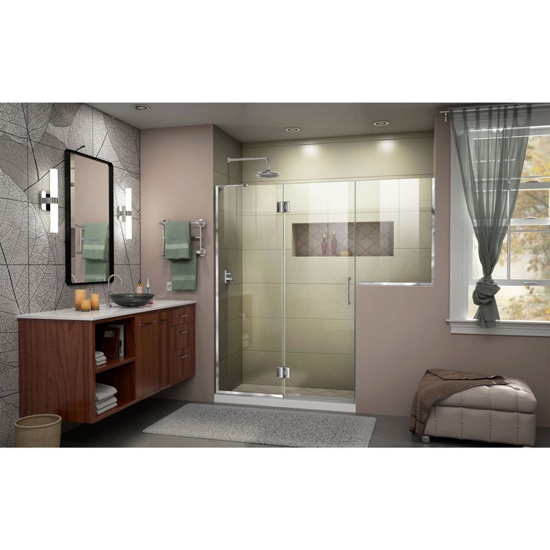 DreamLine Unidoor-X 62 - 62.5 inch W x 72 inch H Frameless Hinged Shower Door in Chrome, Chrome, 62.5"