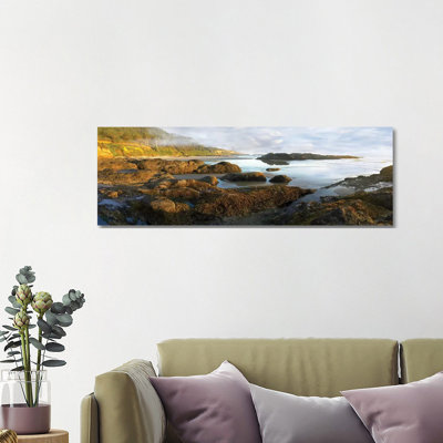 Panorama Of Neptune Beach With Exposed Tide Pools At Low Tide, Oregon by Tim Fitzharris - Panoramic Gallery-Wrapped Canvas Giclée on Canvas