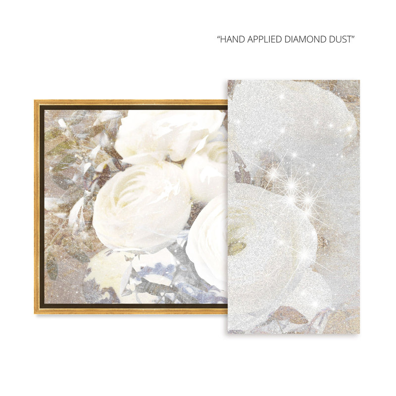 Serving Ranunculus Diamond Dust Shimmer Abstract Framed Canvas by Oliver Gal, 25" H x 37" W