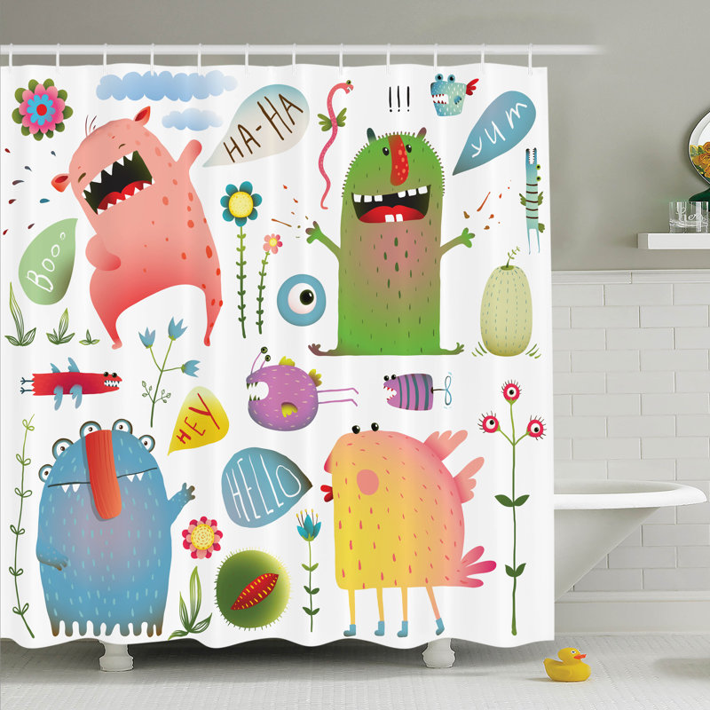 Kids Shower Curtain with Hooks Included, 84" H x 69" W
