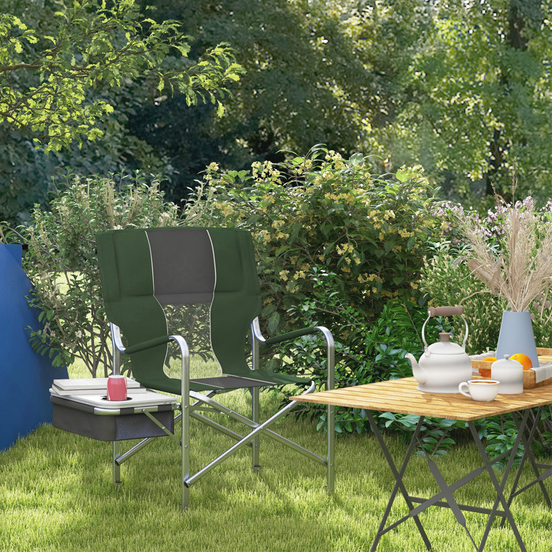 Healdton Folding Director Chair, Green, Silver