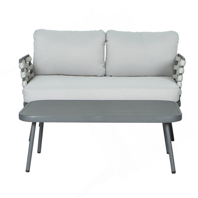 Mariano Steel Loveseat And Table, Grey