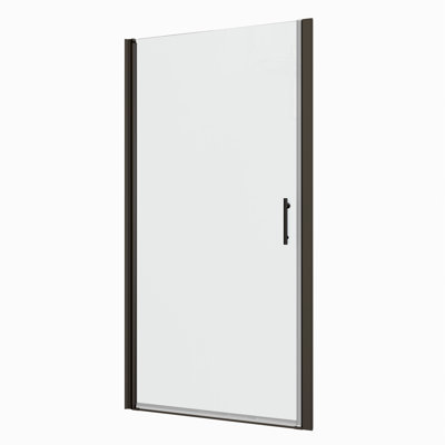 Universal Pivot Shower Door, Matte Black Finish. 1/4" Tempered Glass, 1 3/8" Adjustable, 36000 Times Measured, Leak Signal Door With Adjustment Feature - Matted Glass Wall Channel #304 Stainless